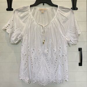 Michael Michael Kors White Cotton Peasant Top Small